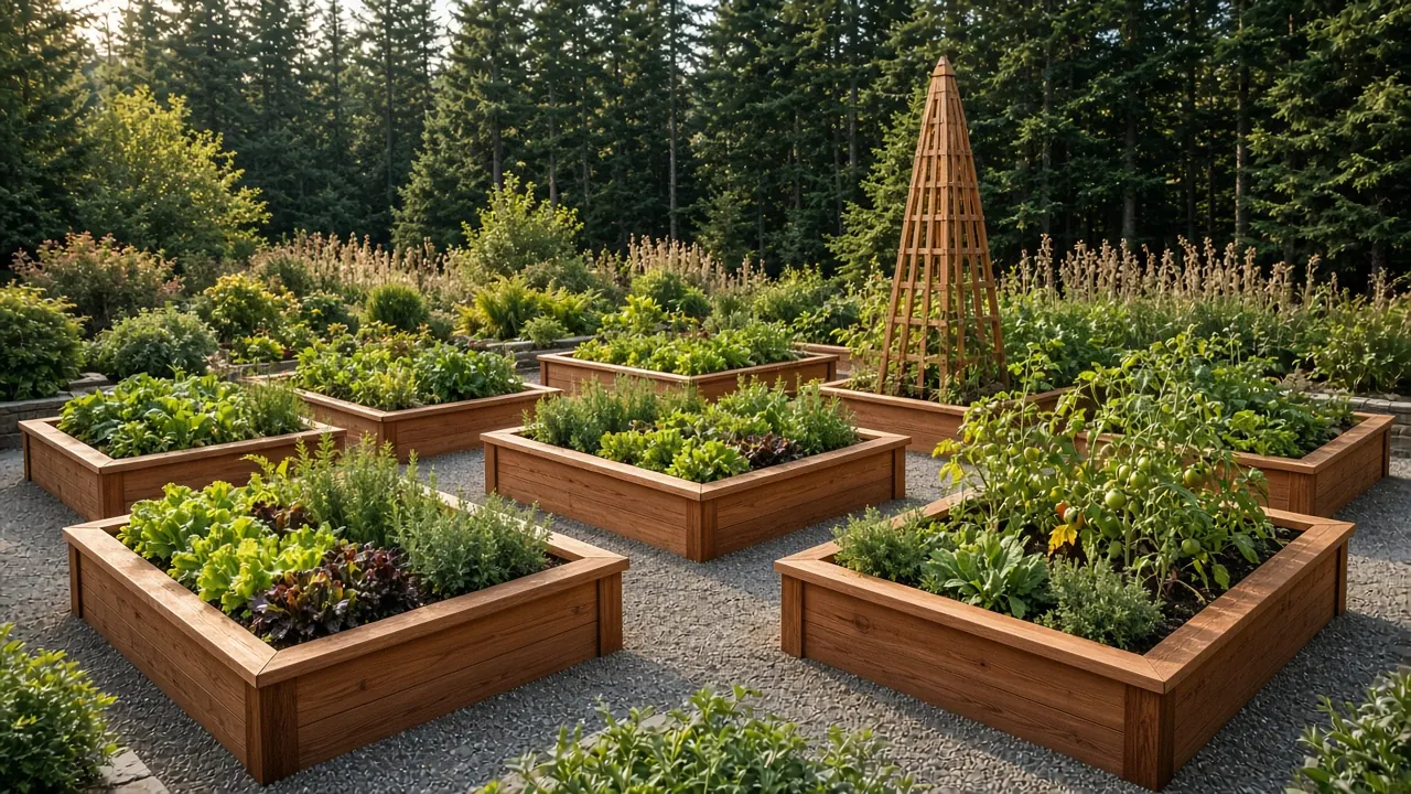 Design concept: Raised cedar planter box garden