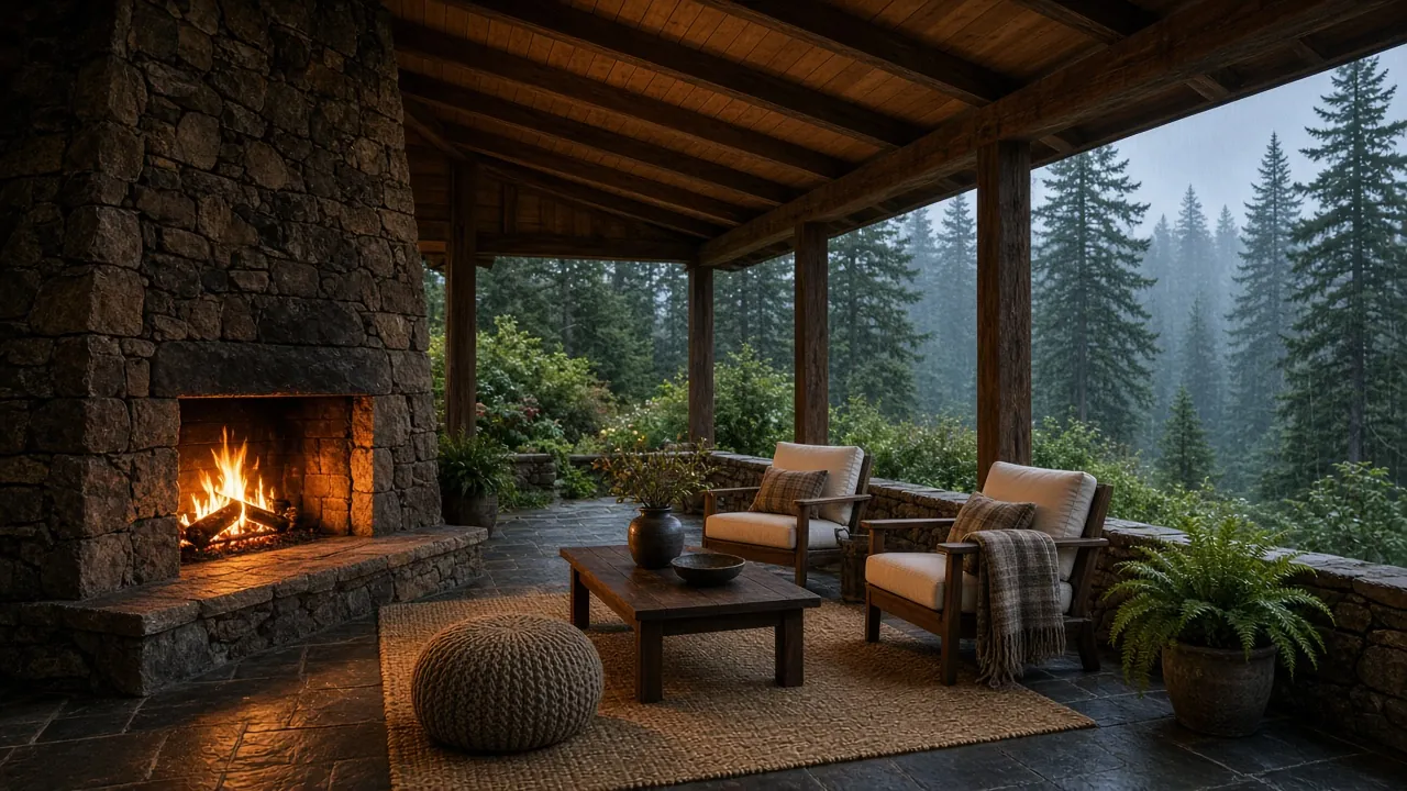 Design concept: Covered porch with fireplace