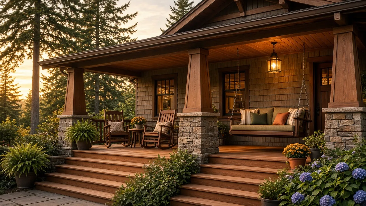 Design concept: Craftsman front porch with stone-based columns